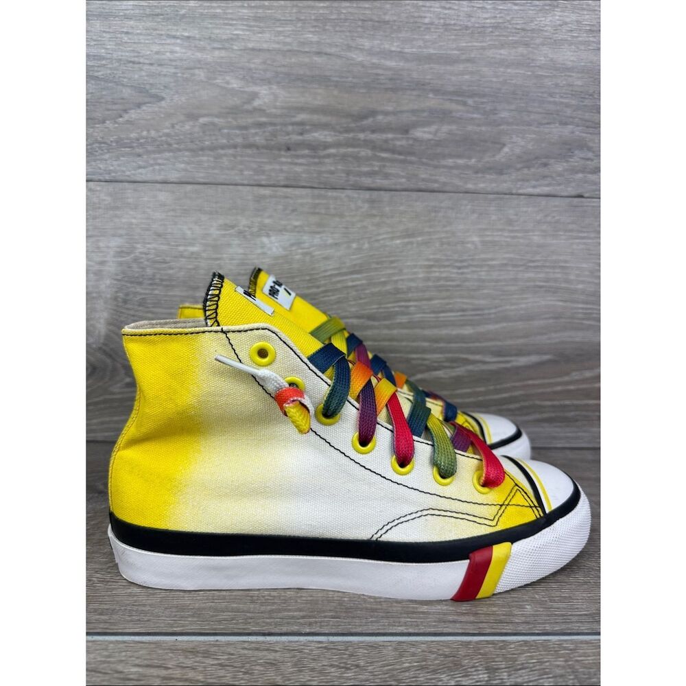 Pro-Keds Hi Top Customized Women’s Sz 8M Yellow Multi Canvas Lace Up Sneakers